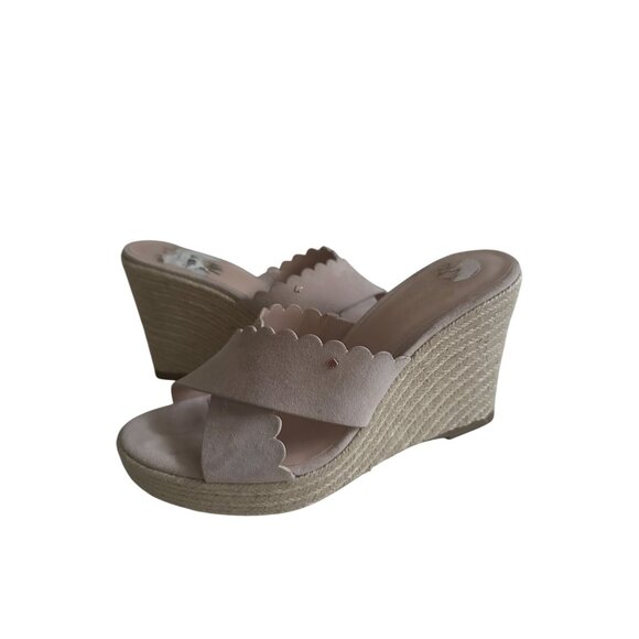 KATE SPADE Light Pink Suede Espadrille Wedges Size 8.5 - Picture 4 of 11